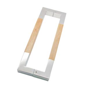 Square Glass Door Handle Stainless Steel with Wood